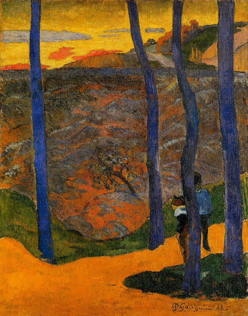 (image for) Handmade oil painting Copy paintings of famous artists Paul Gauguin painting artwork Blue Trees 1888 - Click Image to Close
