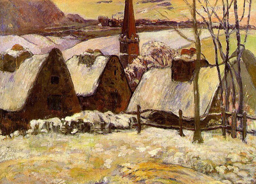 (image for) Paul Gauguin paintings artwork Breton Village in the Snow 1894 - Click Image to Close