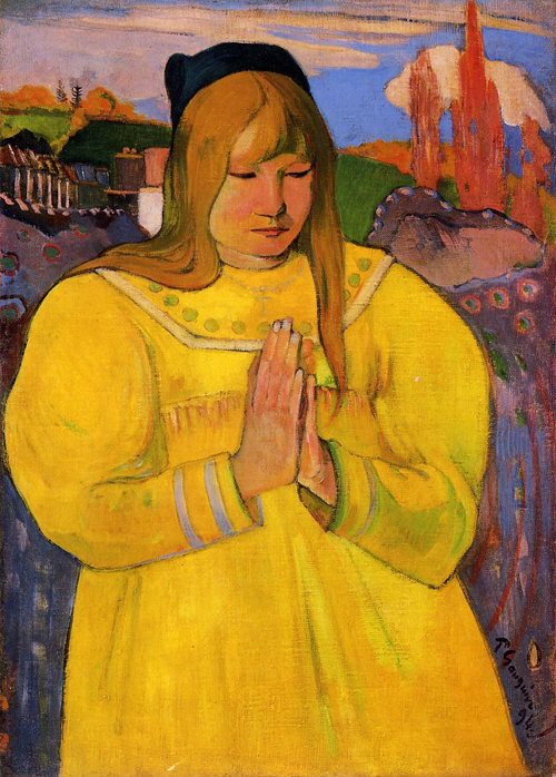 (image for) Paul Gauguin paintings artwork of Breton Woman in Prayer 1894 - Click Image to Close