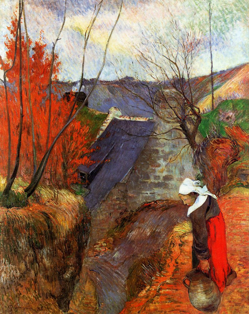 (image for) Paul Gauguin paintings artwork of Breton Woman with Pitcher 1888 - Click Image to Close