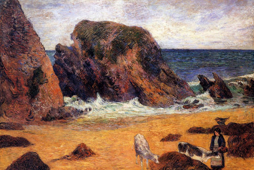 (image for) Handmade oil painting Copy paintings of famous artists Paul Gauguin paintings art Cows by the Sea 1886 - Click Image to Close