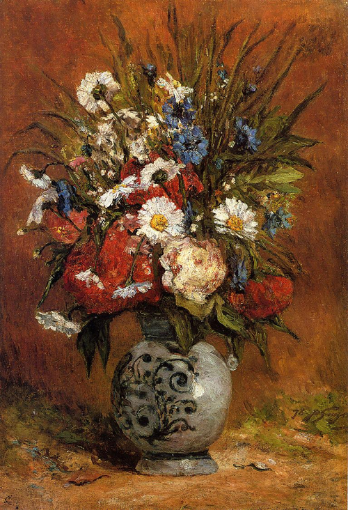 (image for) Paul Gauguin paintings Daisies and Peonies in a Blue Vase 1876 - Click Image to Close