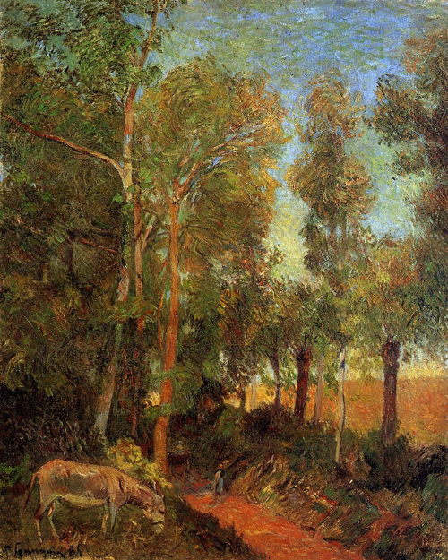 (image for) Handmade oil painting Copy paintings of famous artists Paul Gauguin paintings Donkey by the Lane 1885 - Click Image to Close