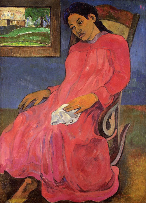 (image for) Handmade oil painting Copy paintings of famous artists Paul Gauguin art Faaturuma (aka Melancholy) 1891 - Click Image to Close