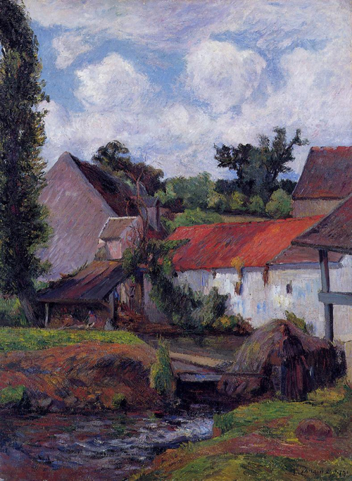(image for) Handmade Oil painting for home canvas, oil painting framed canvas for living room Paul Gauguin paintings artwork Farm in Osny 1883 - Click Image to Close
