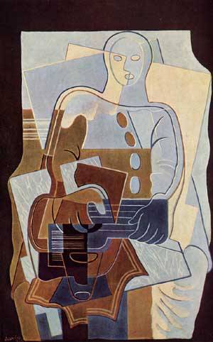 (image for) Handmade Oil painting for home canvas, oil painting framed canvas for living room Pierrot with Guitar 1922 - Click Image to Close