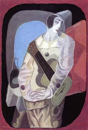 (image for) Handmade Oil painting for home canvas, oil painting framed canvas for living room Pierrot with Guitar 1925 - Click Image to Close