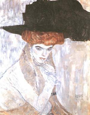 (image for) Handmade oil painting Copy paintings of famous artists Black Feather Hat (Lady with a Feather Hat) 1910 - Click Image to Close