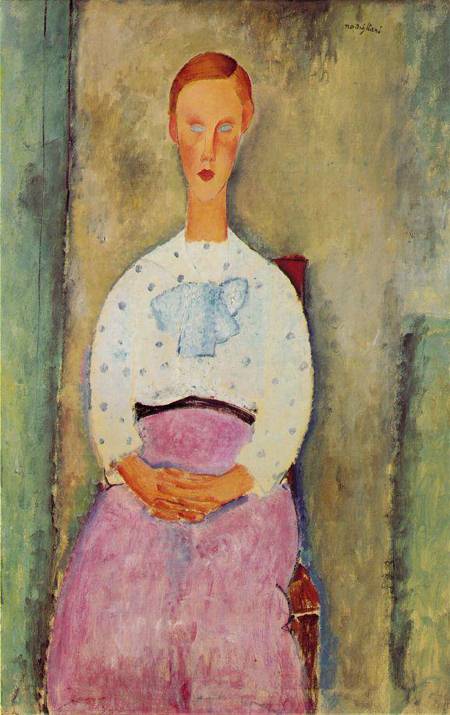 (image for) Amedeo Modigliani paintings Girl with a Polka Dot Blouse 1919 - Click Image to Close