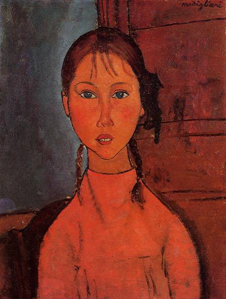 (image for) Handmade oil painting Copy paintings of famous artists Girl with Braids 1918 - Click Image to Close