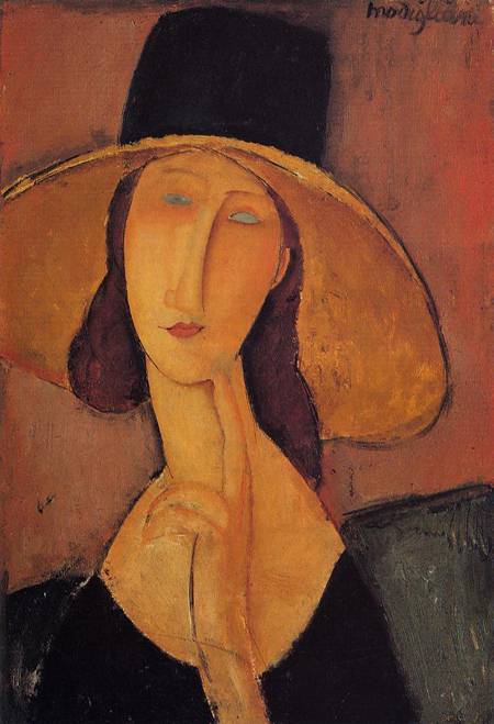 (image for) Handmade oil painting Copy paintings of famous artists Jeanne Hebuterne in a Large Hat 1918 - Click Image to Close
