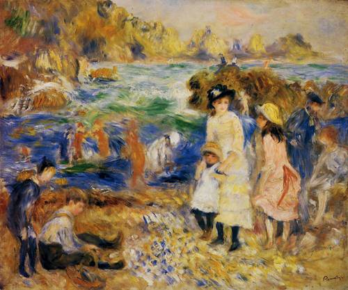 (image for) Pierre-Auguste Renoir art Children by the Sea in Guernsey 1883 - Click Image to Close