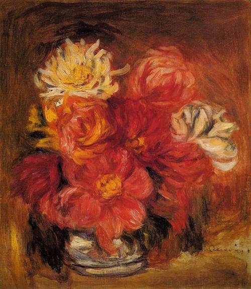 (image for) Handmade Oil painting for home canvas, oil painting framed canvas for living room Pierre-Auguste Renoir paintings Dahlias 1890 - Click Image to Close