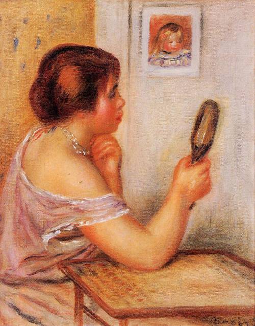 (image for) Renoir painting Gabrielle Holding a Mirror with a Portrait of C - Click Image to Close