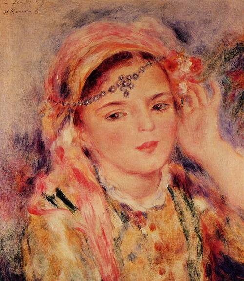 (image for) Handmade oil painting Copy paintings of famous artists Pierre-Auguste Renoir art Algerian Woman 1883 - Click Image to Close