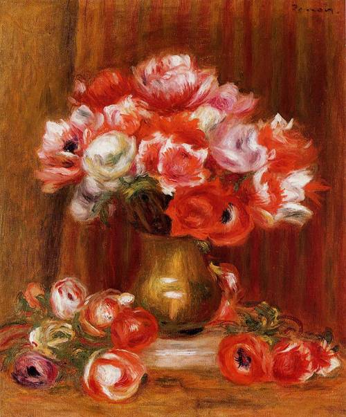 (image for) Handmade oil painting Copy paintings of famous artists Pierre-Auguste Renoir paintings Anemones 1909 - Click Image to Close