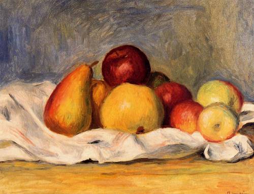 (image for) Handmade Oil painting for home canvas, oil painting framed canvas for living room Pears and Apples 1890 - Click Image to Close