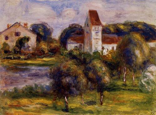 (image for) Pierre-Auguste Renoir art Breton Landscape - Church and Orchard - Click Image to Close