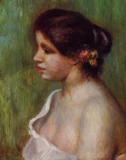 (image for) Renoir paintings Bust of a Young Woman with Flowered Ear 1898 - Click Image to Close