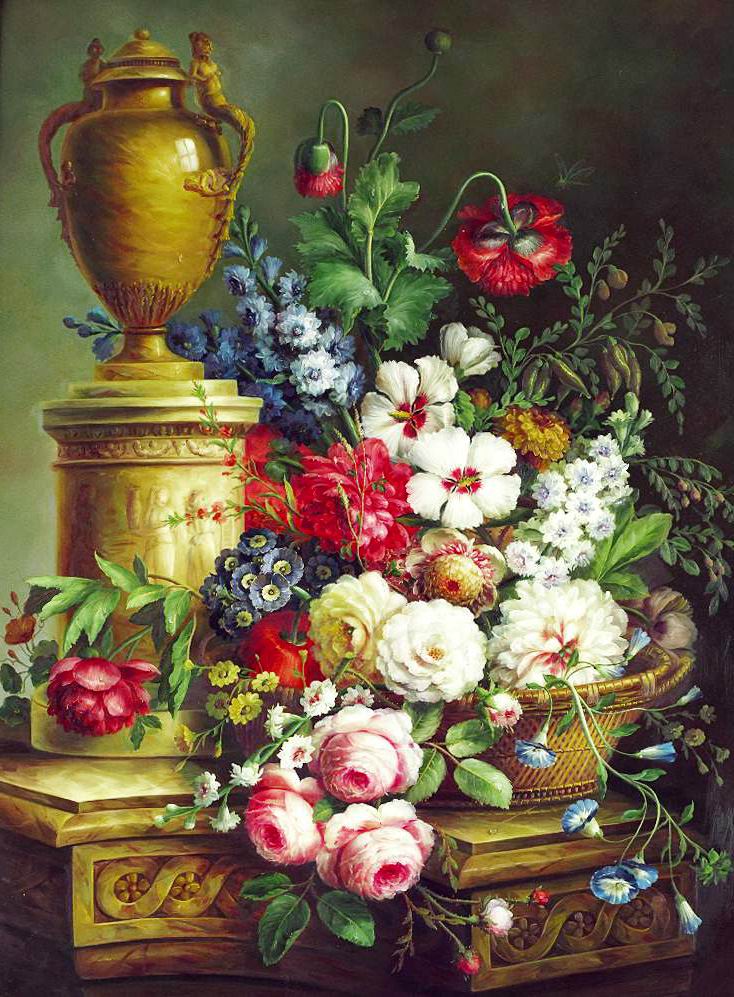 (image for) Classical flower, Handmade oil painting on Canvas. - Click Image to Close
