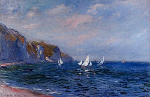 (image for) Claude Oscar Monet paintings Cliffs And Sailboats At POurville - Click Image to Close