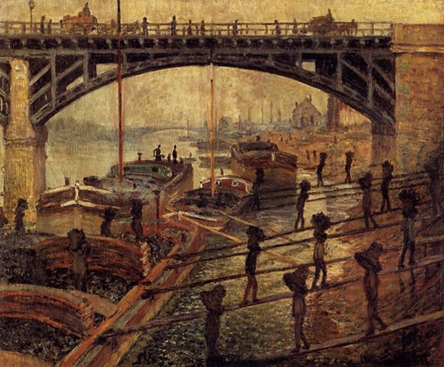 (image for) Handmade oil painting Copy paintings of famous artists Claude Oscar Monet paintings art Coal Dockers - Click Image to Close