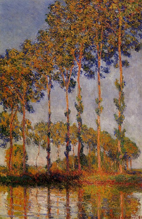 (image for) Handmade Oil painting for home canvas, oil painting framed canvas for living room Claude Oscar Monet paintings A Row Of Poplars - Click Image to Close