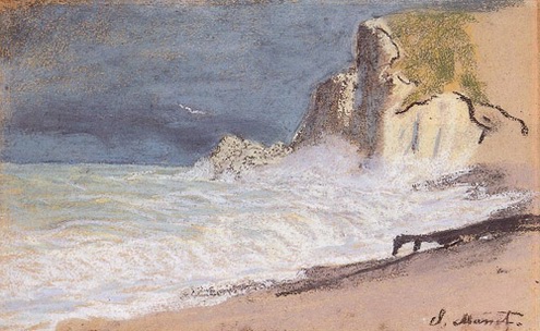 (image for) Claude Oscar Monet Etretat - Amont Cliff Rough Weather 1884-1886 - Click Image to Close