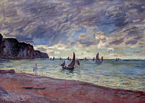 (image for) Monet paintings Fishing Boats by the Beach and the Cliffs of Pou - Click Image to Close