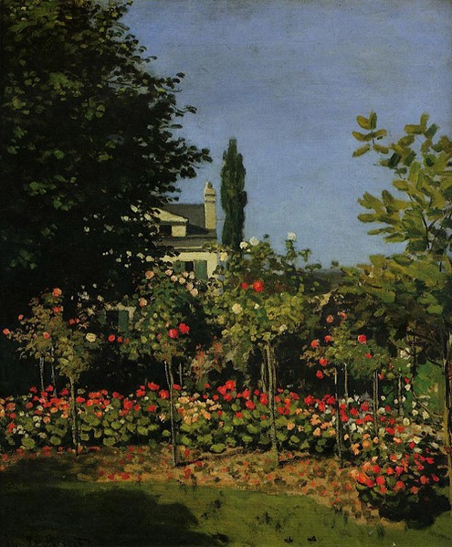 (image for) Handmade Oil painting for home canvas, oil painting framed canvas for living room Claude Oscar Monet art Garden in Flower 1866 - Click Image to Close