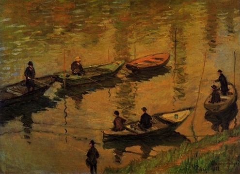 (image for) Claude Oscar Monet paintings art Anglers On The Seine At Poissy - Click Image to Close