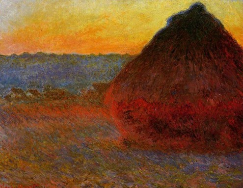 (image for) Claude Monet art Grainstock Impression in Pinks and Blues 1891 - Click Image to Close