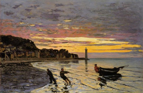 (image for) Claude Monet Paintings art Hauling a Boat Ashore Honfleur 1864 - Click Image to Close