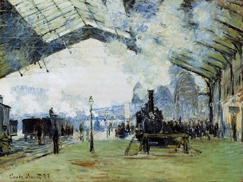 (image for) Claude Oscar Monet painting The Normandy Train Gare Saint Lazare - Click Image to Close