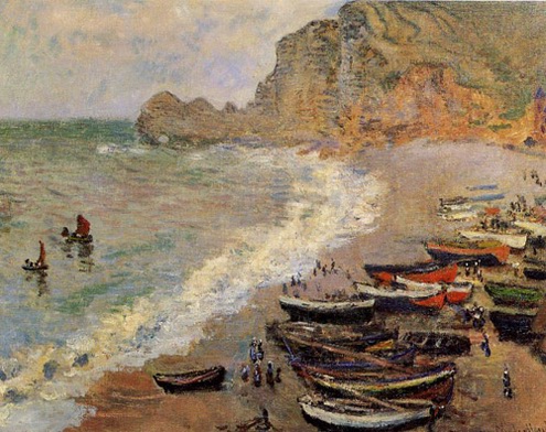 (image for) Handmade oil painting Copy paintings of famous artists Claude Oscar Monet art Beach at Etretat 1883 - Click Image to Close