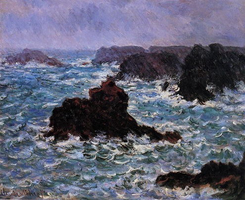 (image for) Handmade oil painting Copy paintings of famous artists Claude Oscar Monet art Belle Ile Rain Effect - Click Image to Close