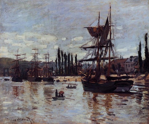 (image for) Handmade oil painting Copy paintings of famous artists Claude Oscar Monet paintings art Boats At Rouen - Click Image to Close