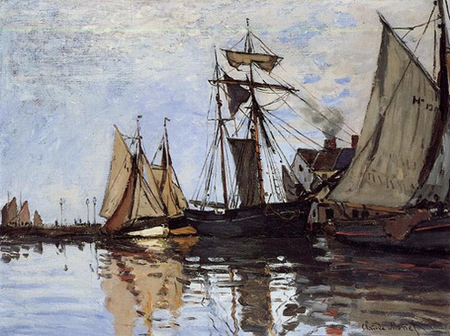 (image for) Claude Oscar Monet paintings art Boats In The Port Of Honfleur - Click Image to Close