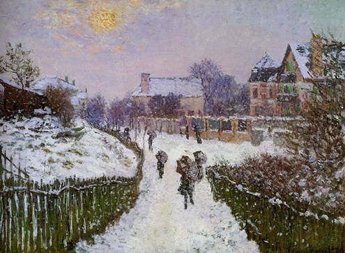 (image for) Claude Oscar Monet art Boulevard St Denis Argenteuil Snow Effect - Click Image to Close