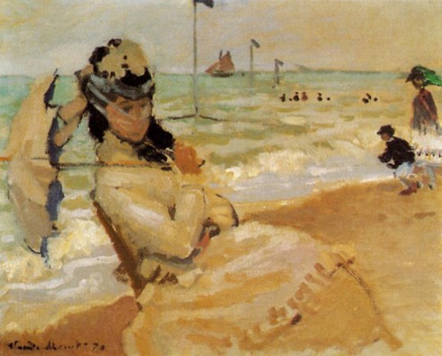 (image for) Claude Oscar Monet paintings Camille On The Beach At Trouville - Click Image to Close