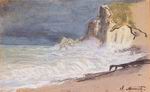 (image for) Claude Oscar Monet Etretat - Amont Cliff Rough Weather 1884-1886
