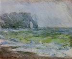 (image for) Claude Oscar Monet paintings art Etretat in the Rain 1885-1886