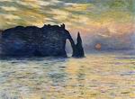 (image for) Handmade Oil painting for home canvas, oil painting framed canvas for living room Claude Oscar Monet paintings Etretet Sunset 1883