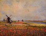 (image for) Monet paintings Fields of Flowers and Windmills near Leiden 1886