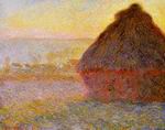 (image for) Handmade Oil painting for home canvas, oil painting framed canvas for living room Claude Monet Paintings Grainstack at Sunset 1891