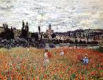 (image for) Handmade Oil painting for home canvas, oil painting framed canvas for living room Claude Monet Paintings art Poppies near Vetheuil