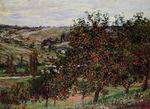 (image for) Handmade Oil painting for home canvas, oil painting framed canvas for living room Claude Monet Paintings Apple Trees Near Vetheuil