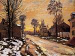 (image for) Claude Monet art Road at Louveciennes Melting Snow Sunset 1870 - Click Image to Close