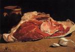 (image for) Handmade Oil painting for home canvas, oil painting framed canvas for living room Still Life with Meat 1862-1863