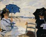 (image for) Handmade Oil painting for home canvas, oil painting framed canvas for living room The Beach at Trouville2 1870